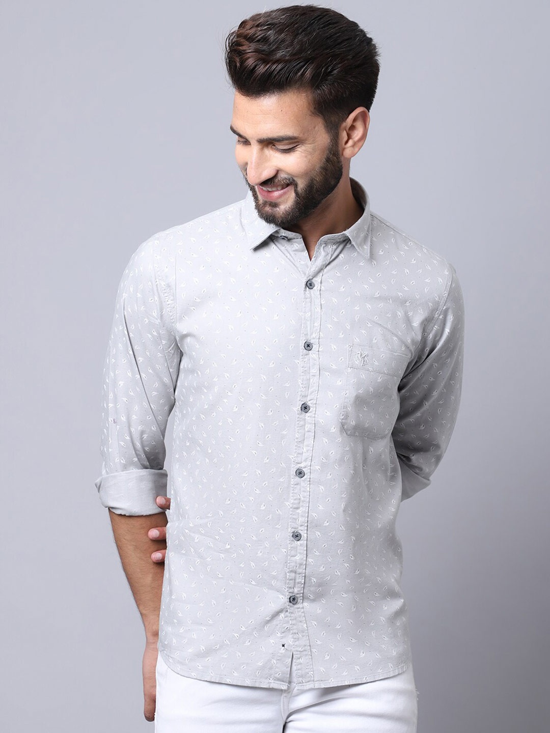 

Cantabil Men Grey Printed Casual Shirt