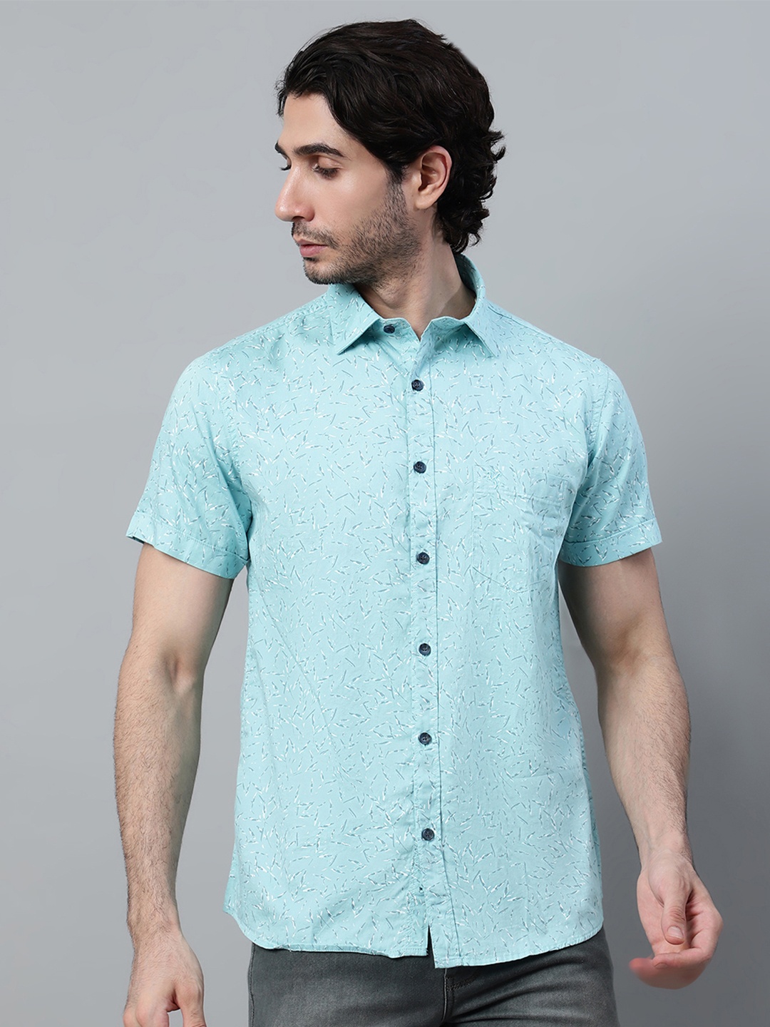 

Cantabil Men Blue Printed Casual Shirt