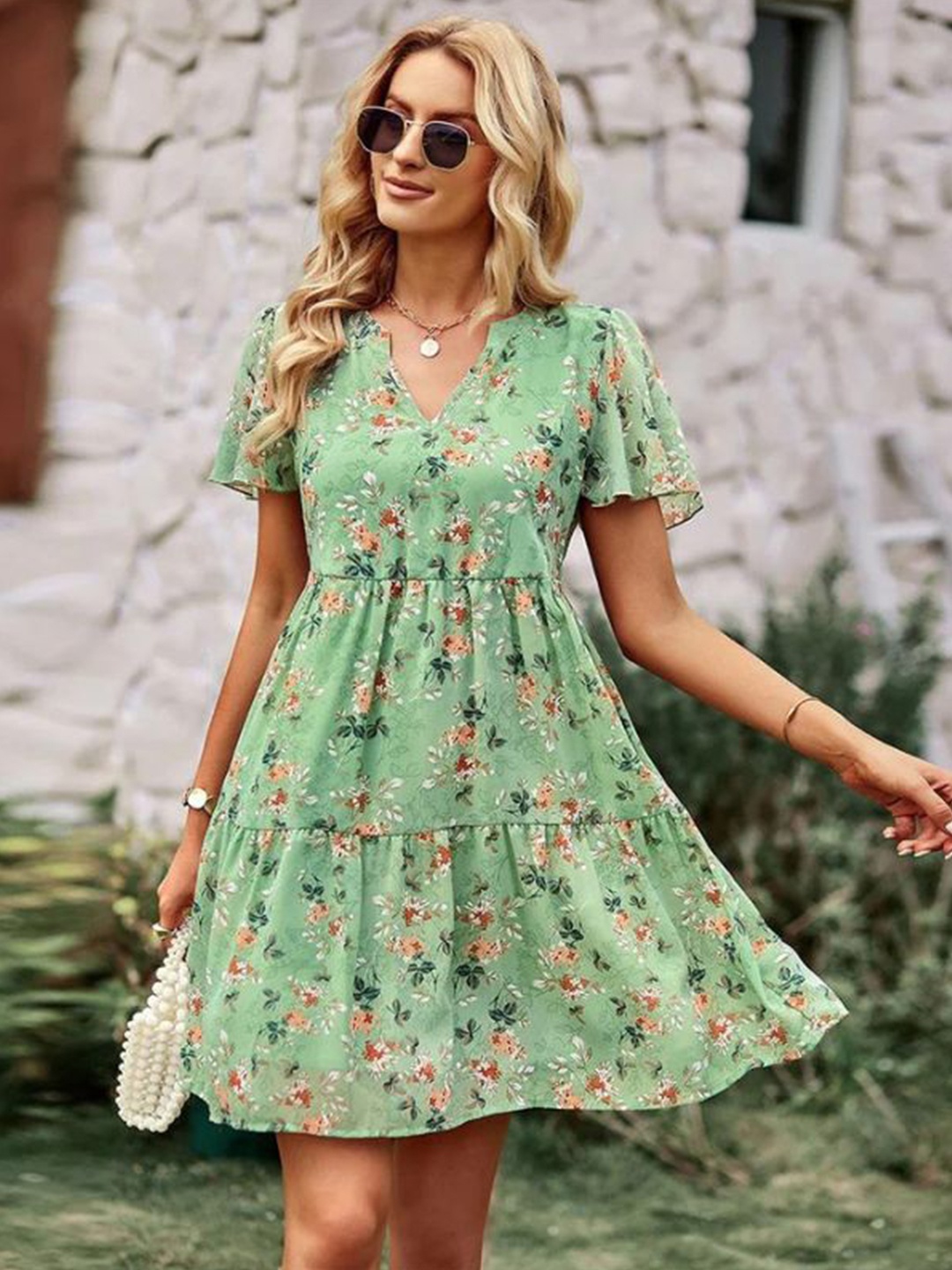 

La Aimee Women Gorgeous Green Floral Dress