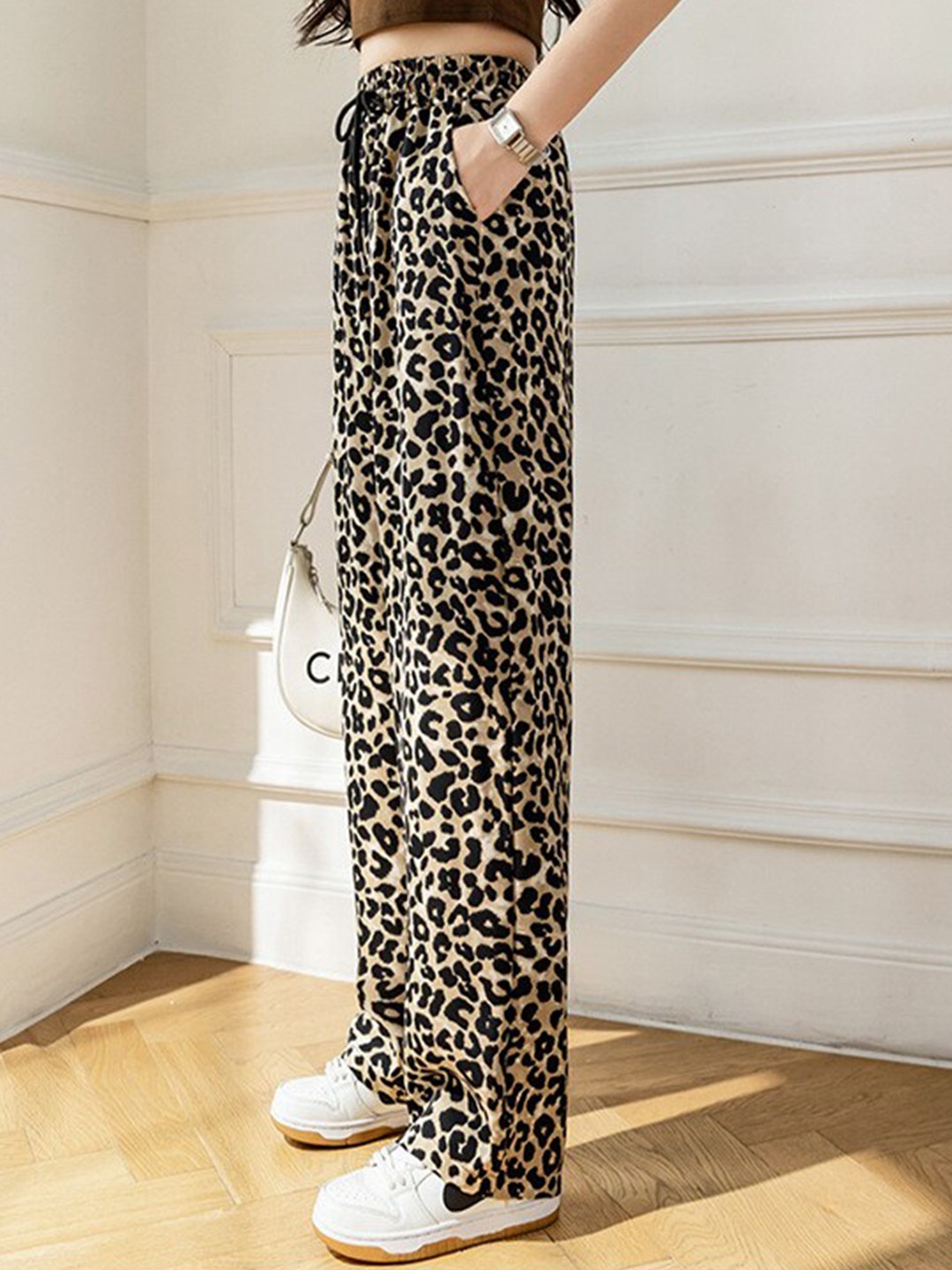 

La Aimee Women Stylish Beige Animal Printed Trousers