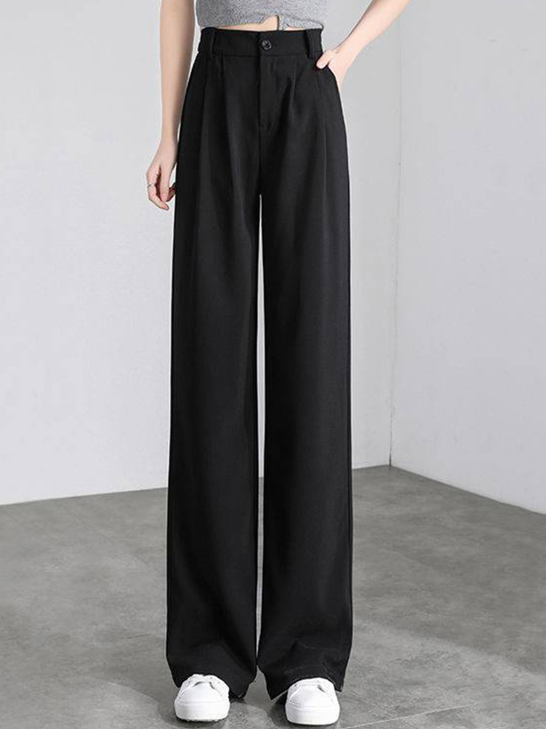 

La Aimee Women Black Solid Cotton Trousers