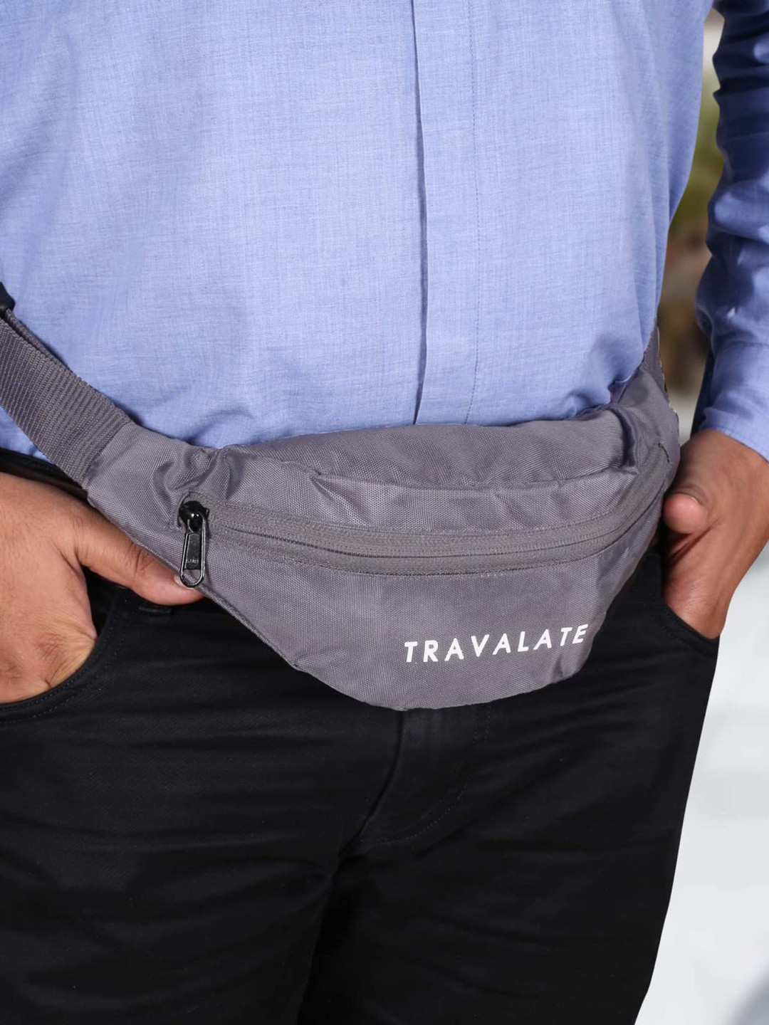 

TRAVALATE Grey Solid Waist Pouch