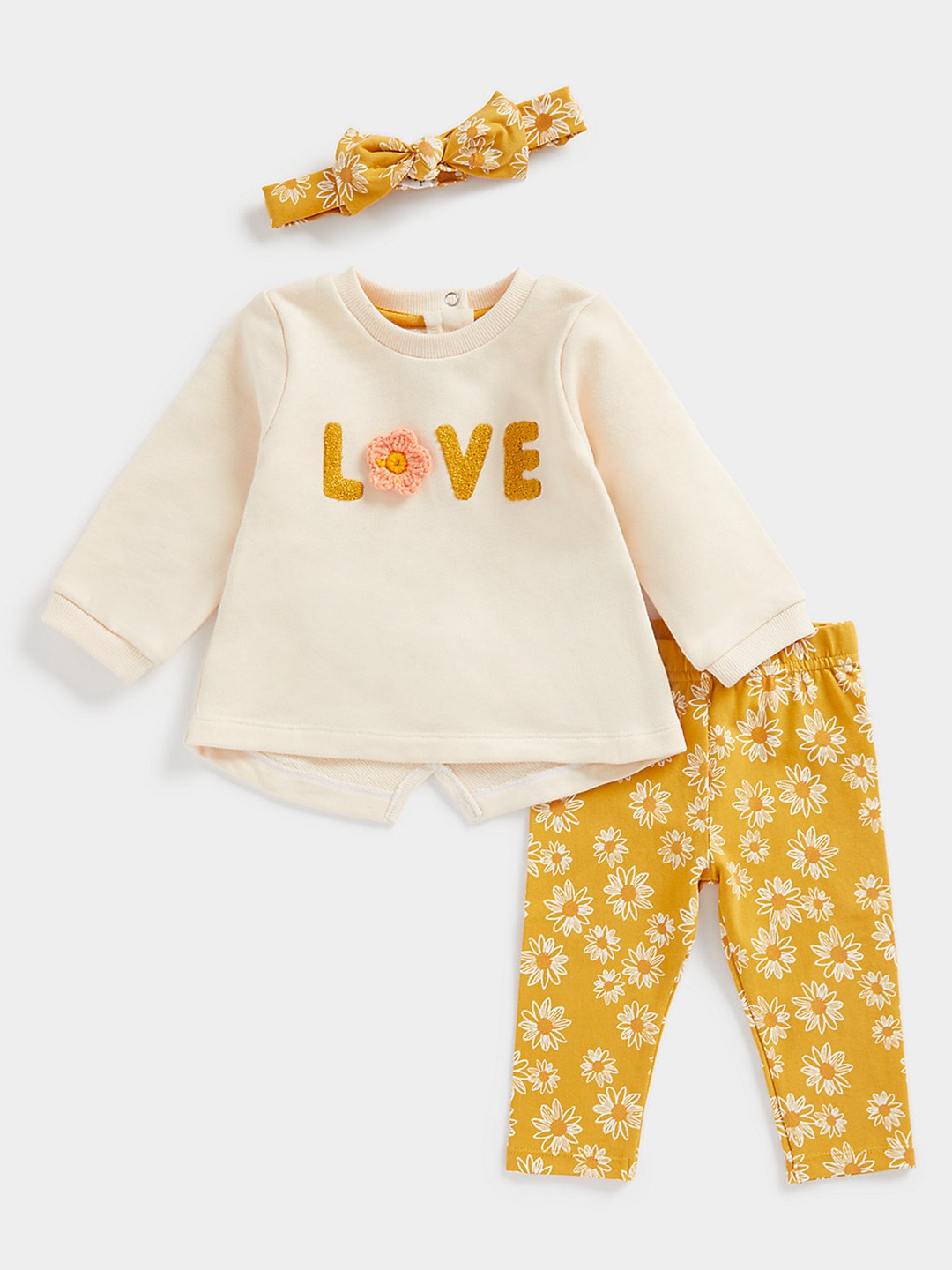 

mothercare Girls Top with Leggings & Headband, Off white