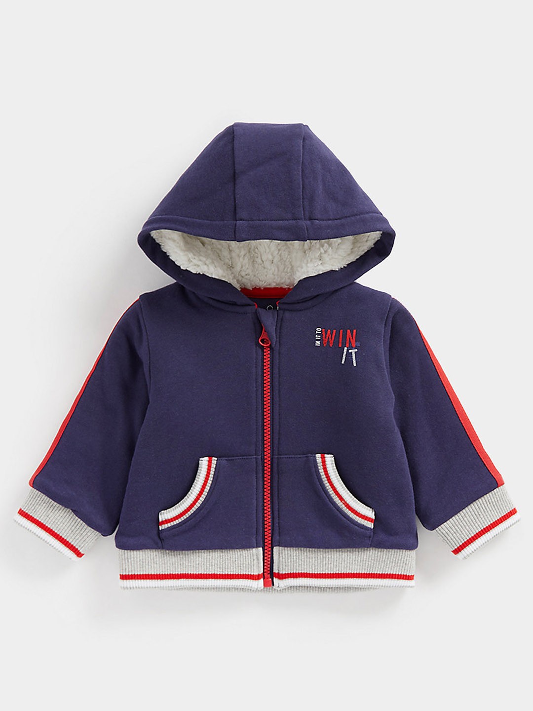 

mothercare Boys Typography Print Hooded Sweatshirt, Navy blue