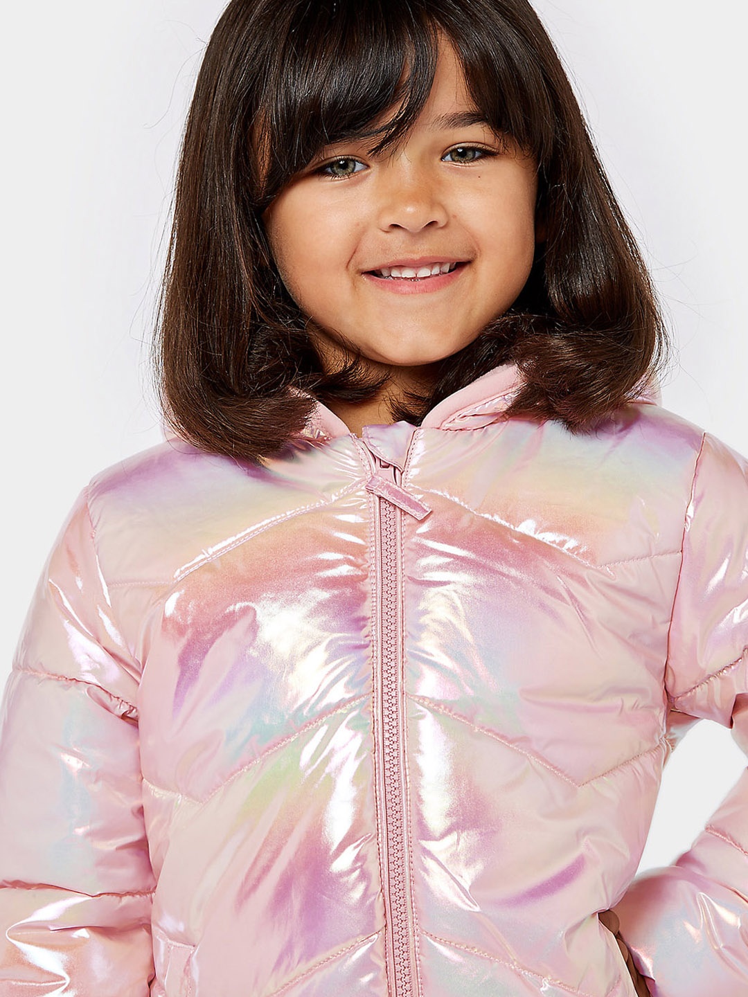 mothercare Girls Fleece Lined Padded Jacket with Sheen Effect, Pink