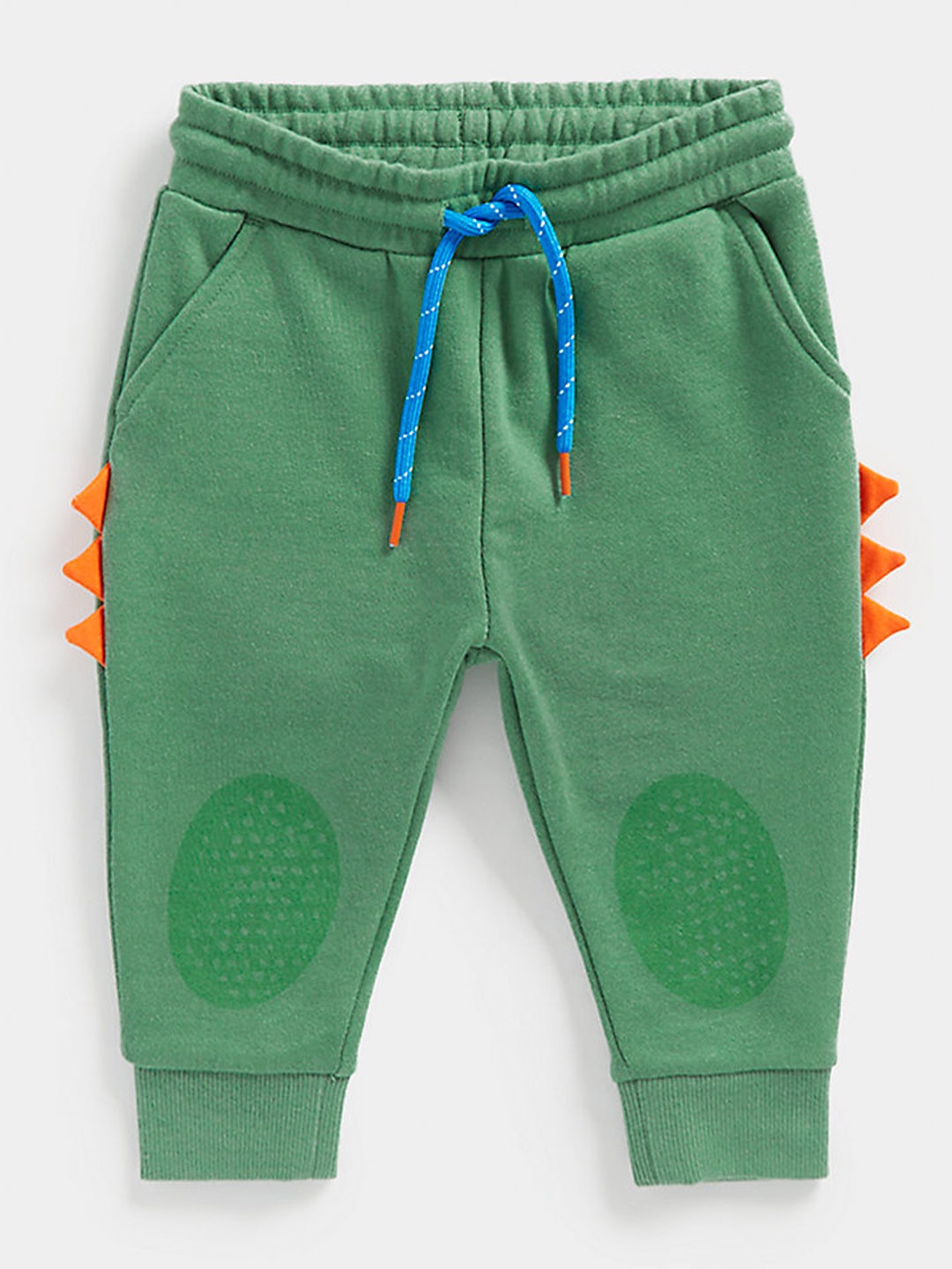 

mothercare Boys Geometric Print Mid-Rise Pure Cotton Joggers With 3-D Applique Detail, Green