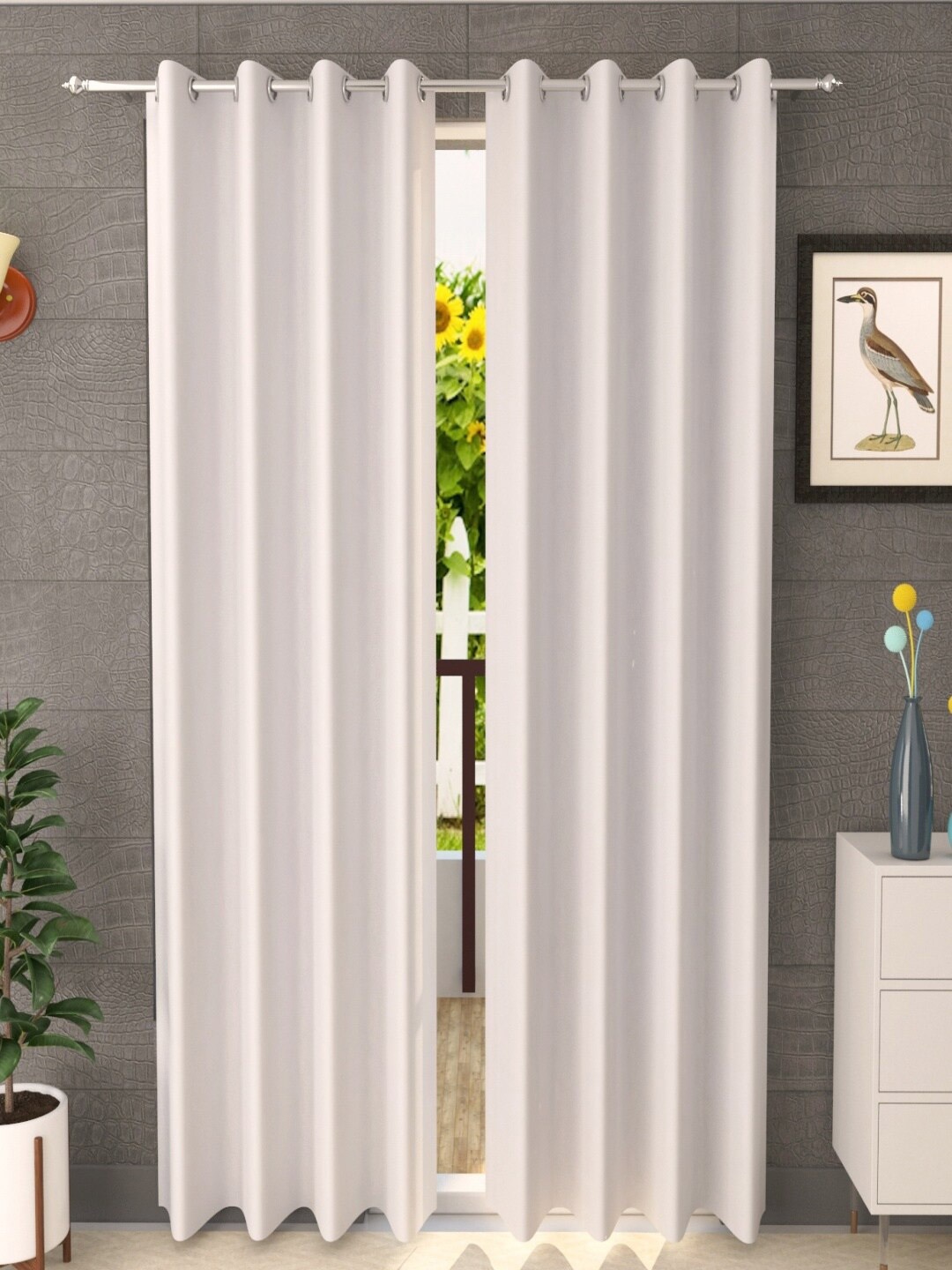 

Homefab India Cream-Coloured Set of 2 Room Darkening Long Door Curtain