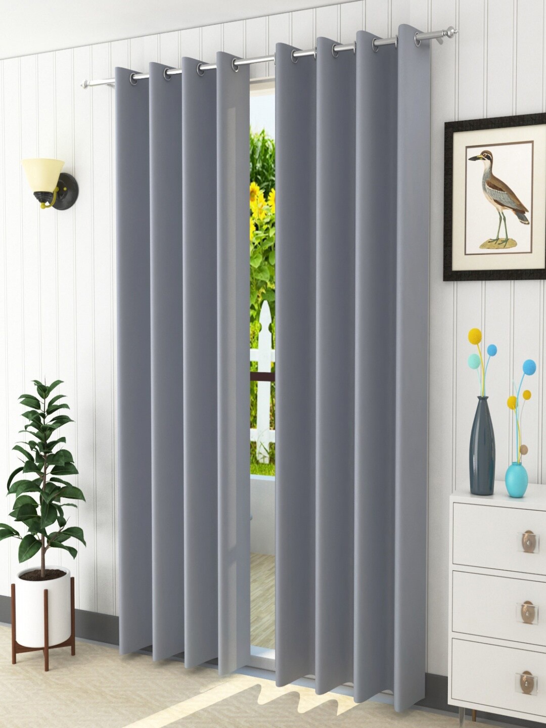 

Homefab India Grey Set of 2 Black Out Long Door Curtain