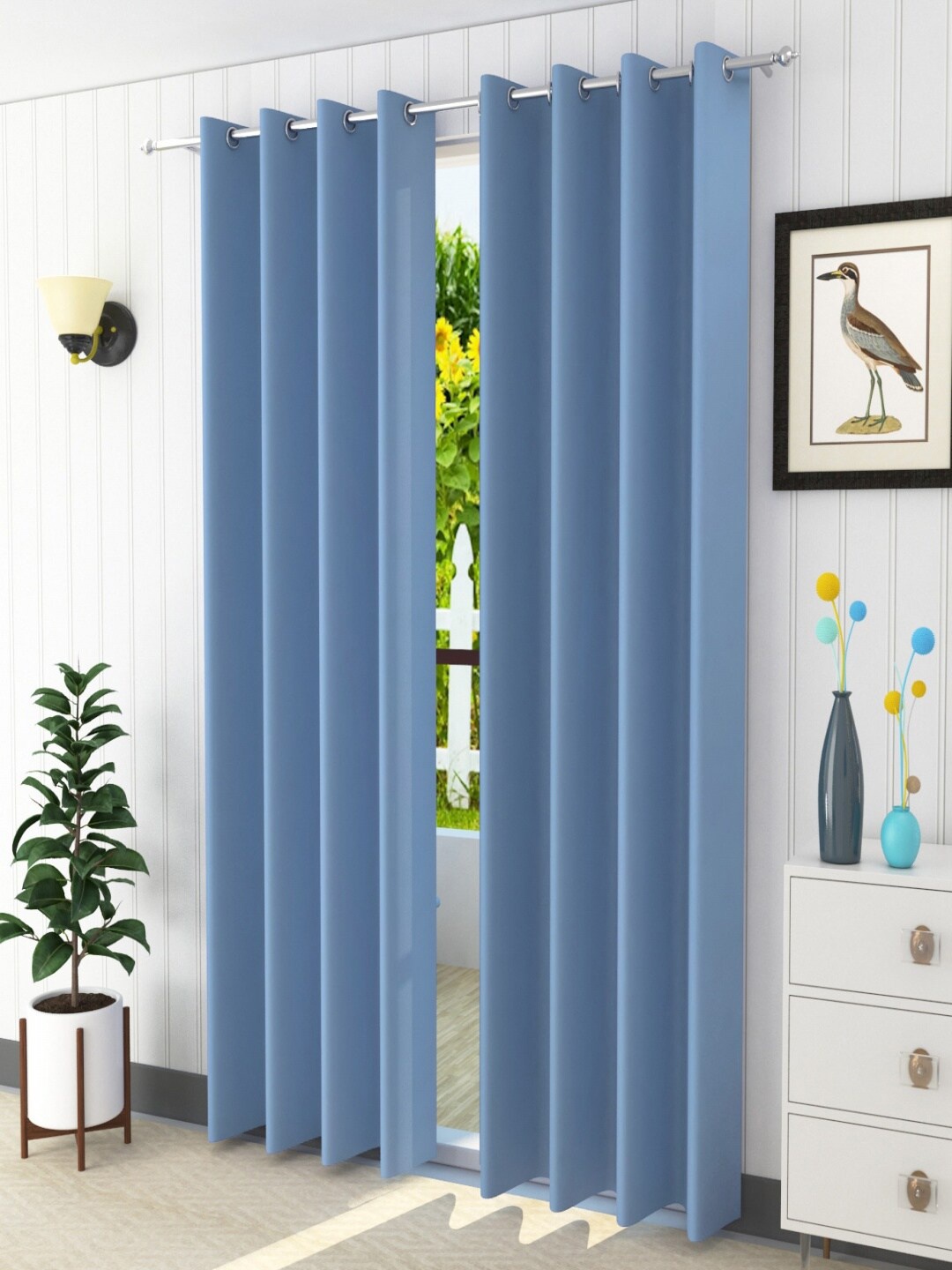 

Homefab India Blue Set of 2 Black Out Long Door Curtain