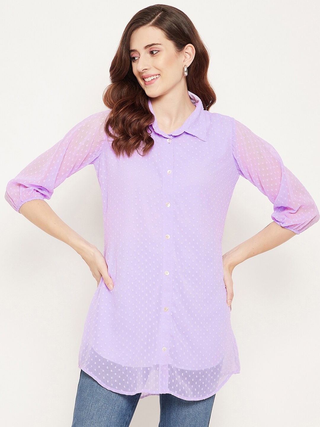 

Bitterlime Mauve Shirt Collar Tunic