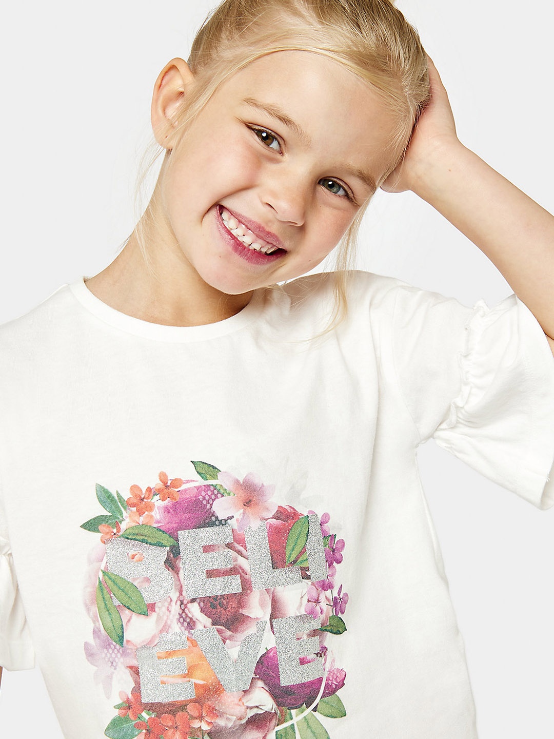

mothercare Girls Printed Pure Cotton Top, White