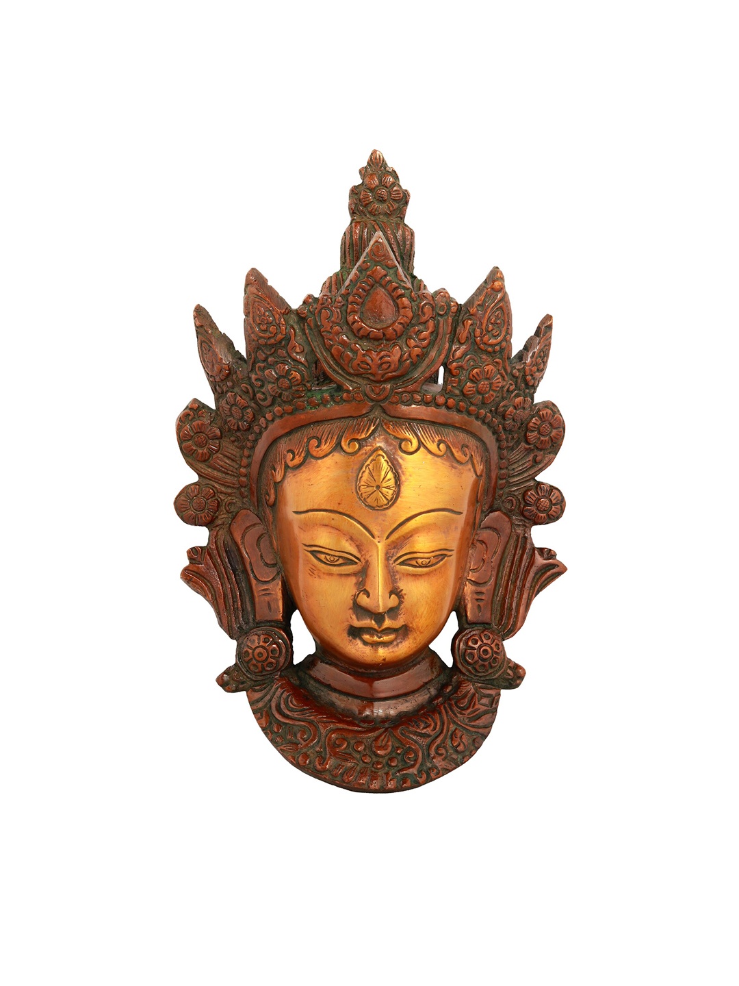 

Exotic India Brown Textured Goddess Tara Mask Wall Hanging