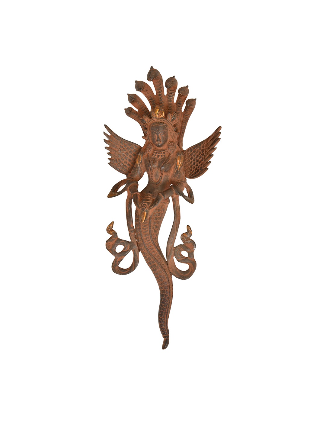 

Exotic India Brown Textured Naga Kanya Snake Woman Wall Hanging