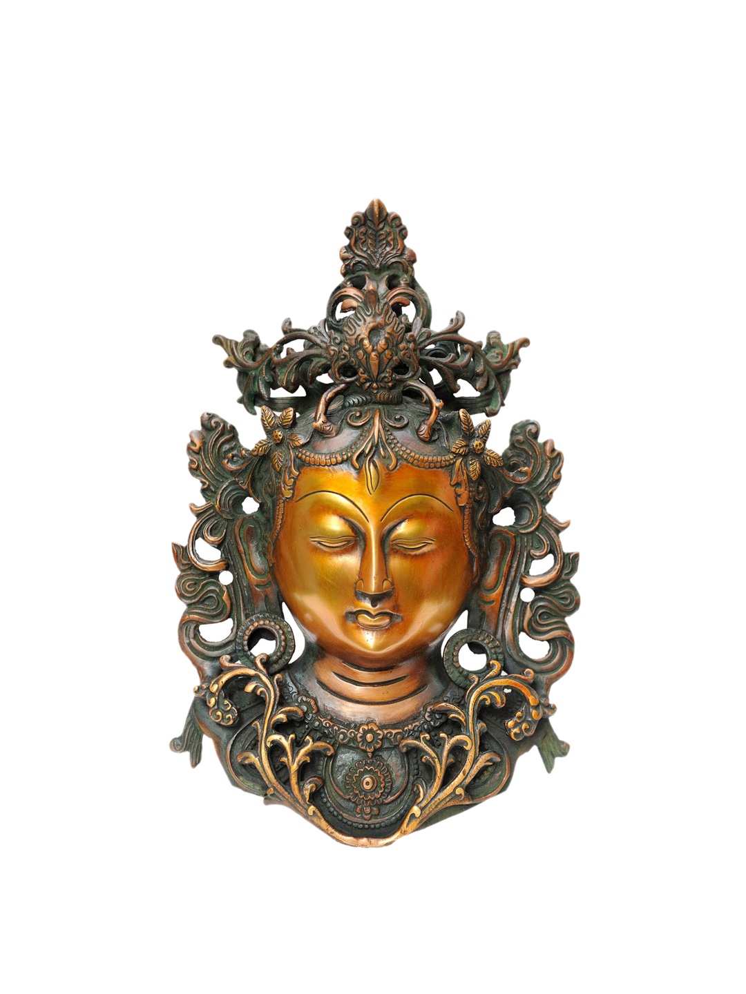 

Exotic India Brown Textured Meditating Tara Mask Wall Hanging