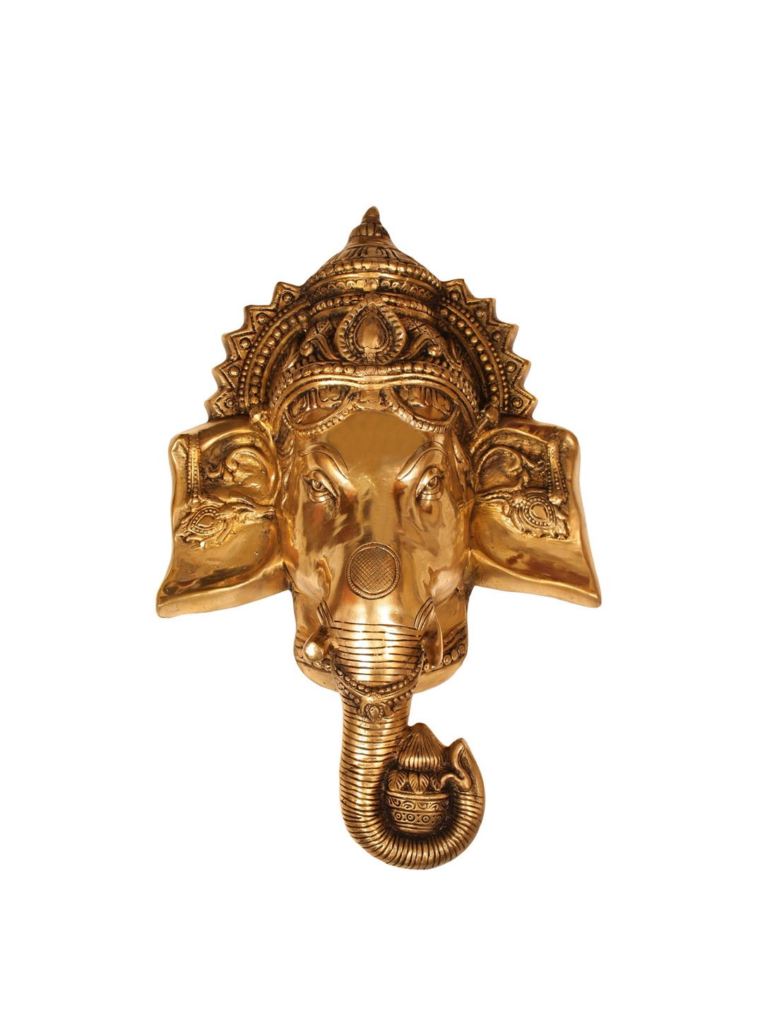 

Exotic India Gold-Toned Textured Crowned Ganesha Mask Wall Hanging