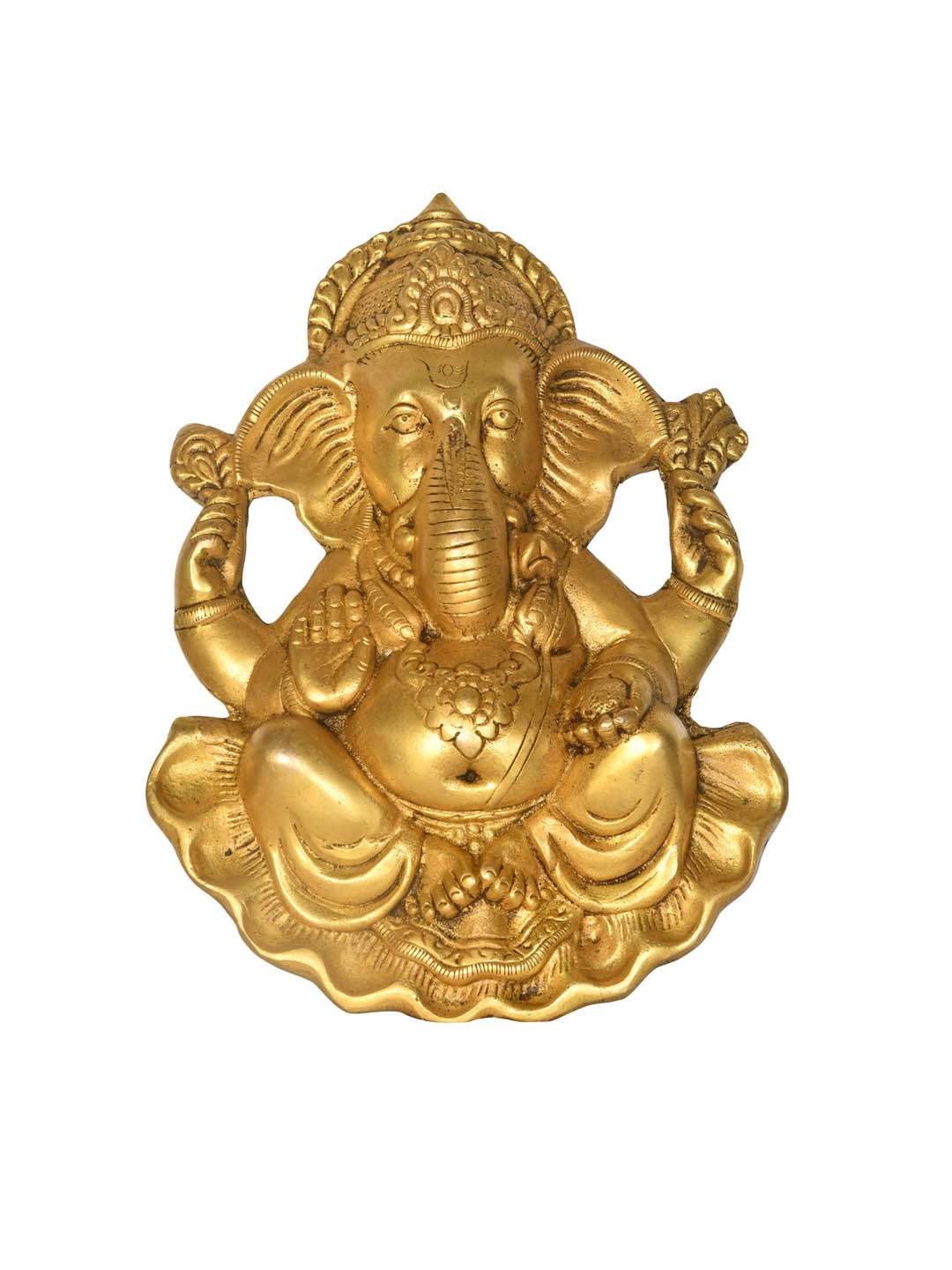 

Exotic India Gold-Toned Textured Ashirwad Ganesha Wall Hanging