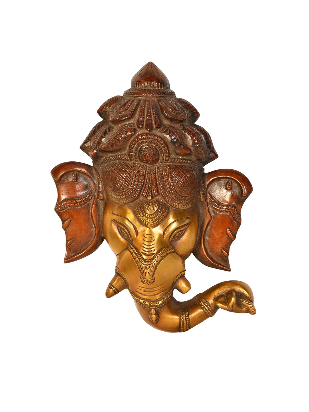 

Exotic India 8" Brass Ganesha Wall Hanging Mask, Gold