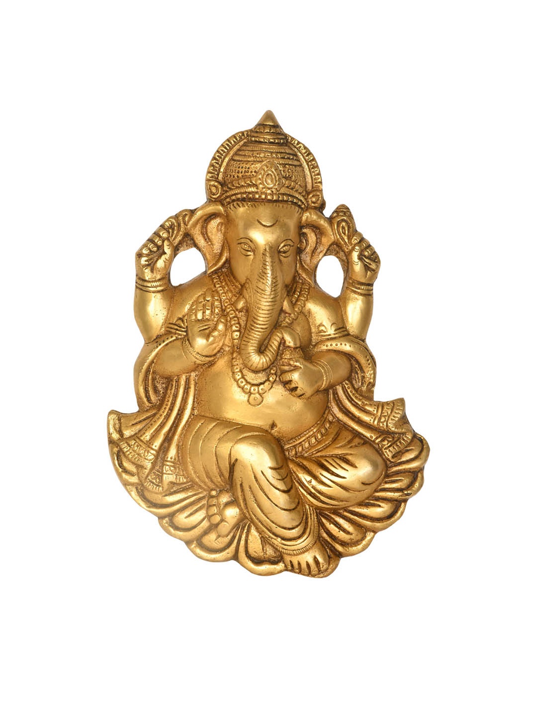 

Exotic India Gold-Toned Textured Blessing Lord Ganesha Wall Hanging