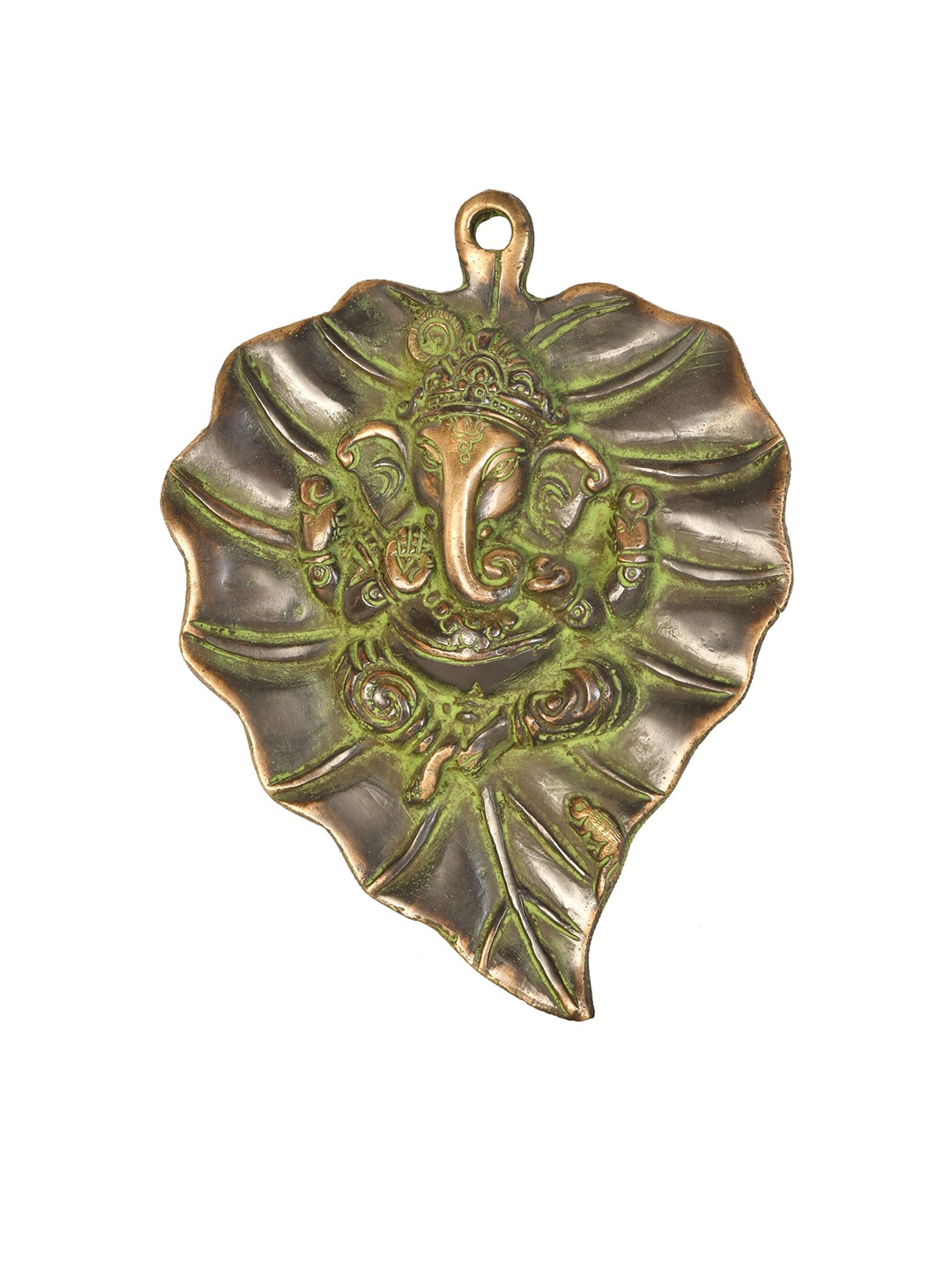 

Exotic India Green Textured Ganesha On Pipal Leaf Wall Hanging