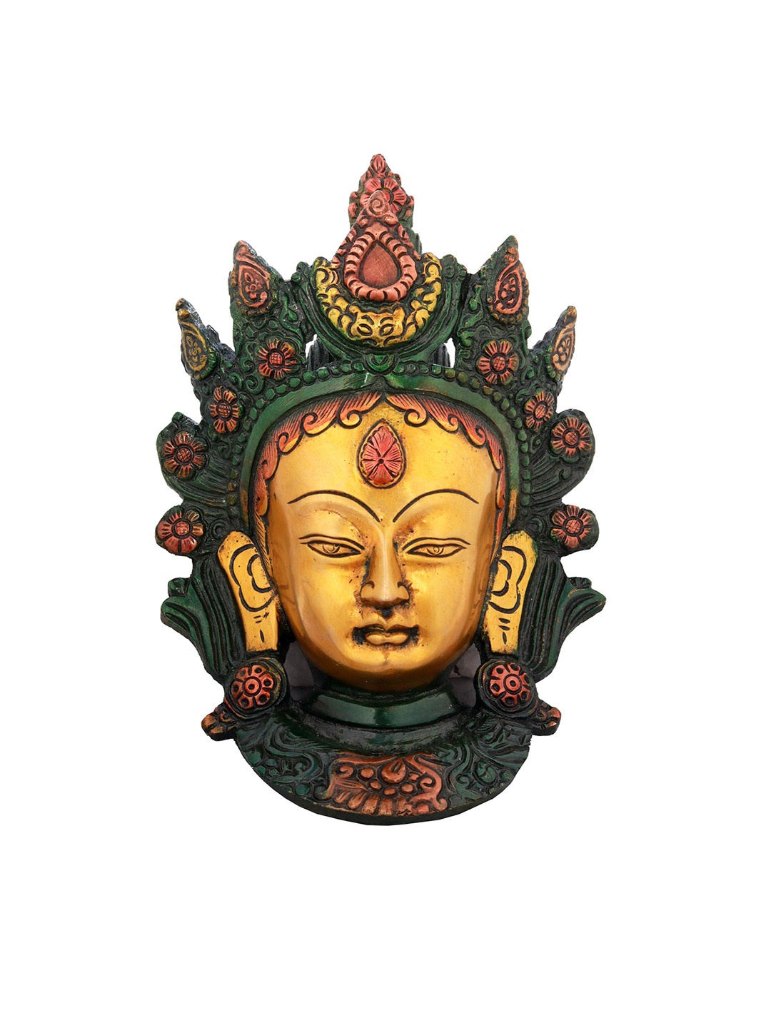 

Exotic India Gold-Toned & Green Textured Goddess Tara Wall Hanging Mask