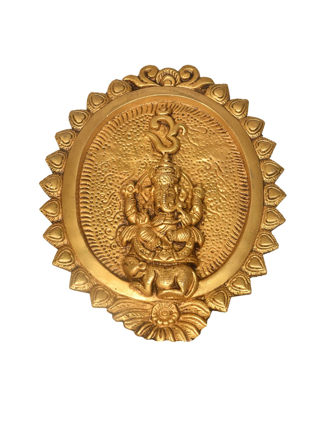 

Exotic India Gold-Toned Textured Om Ganesha Wall Hanging