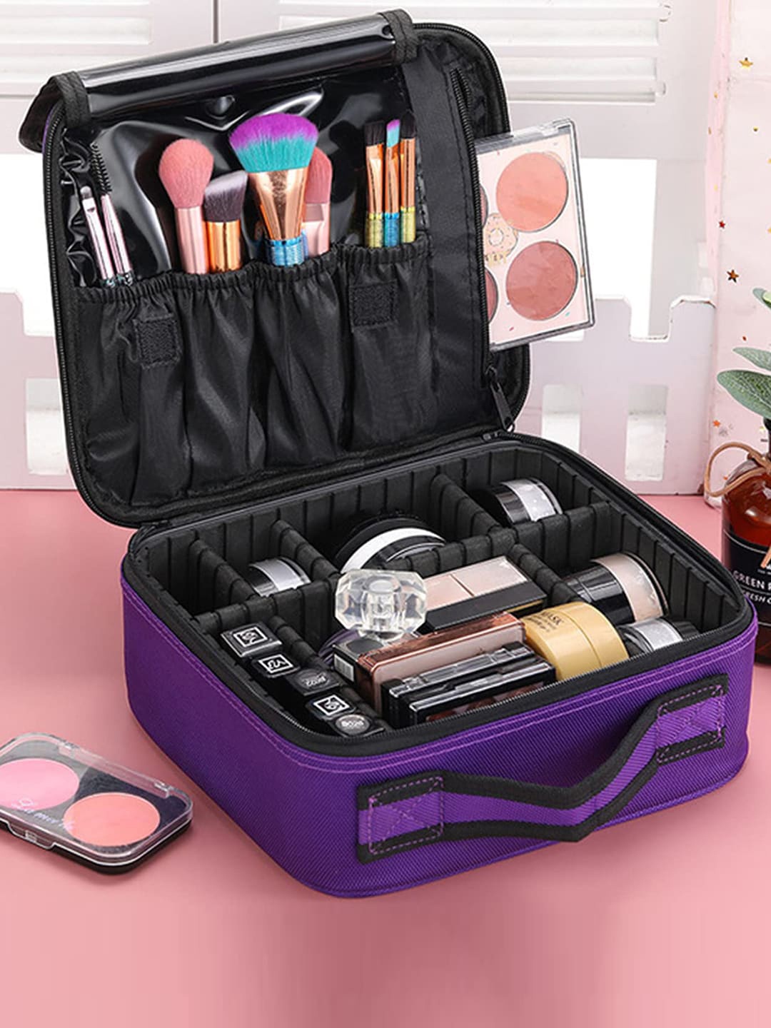 

HOUSE OF QUIRK Women Purple Solid Makeup Organiser