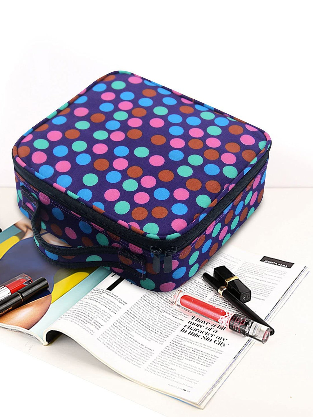 

HOUSE OF QUIRK Women Printed Make-Up Organizers, Blue