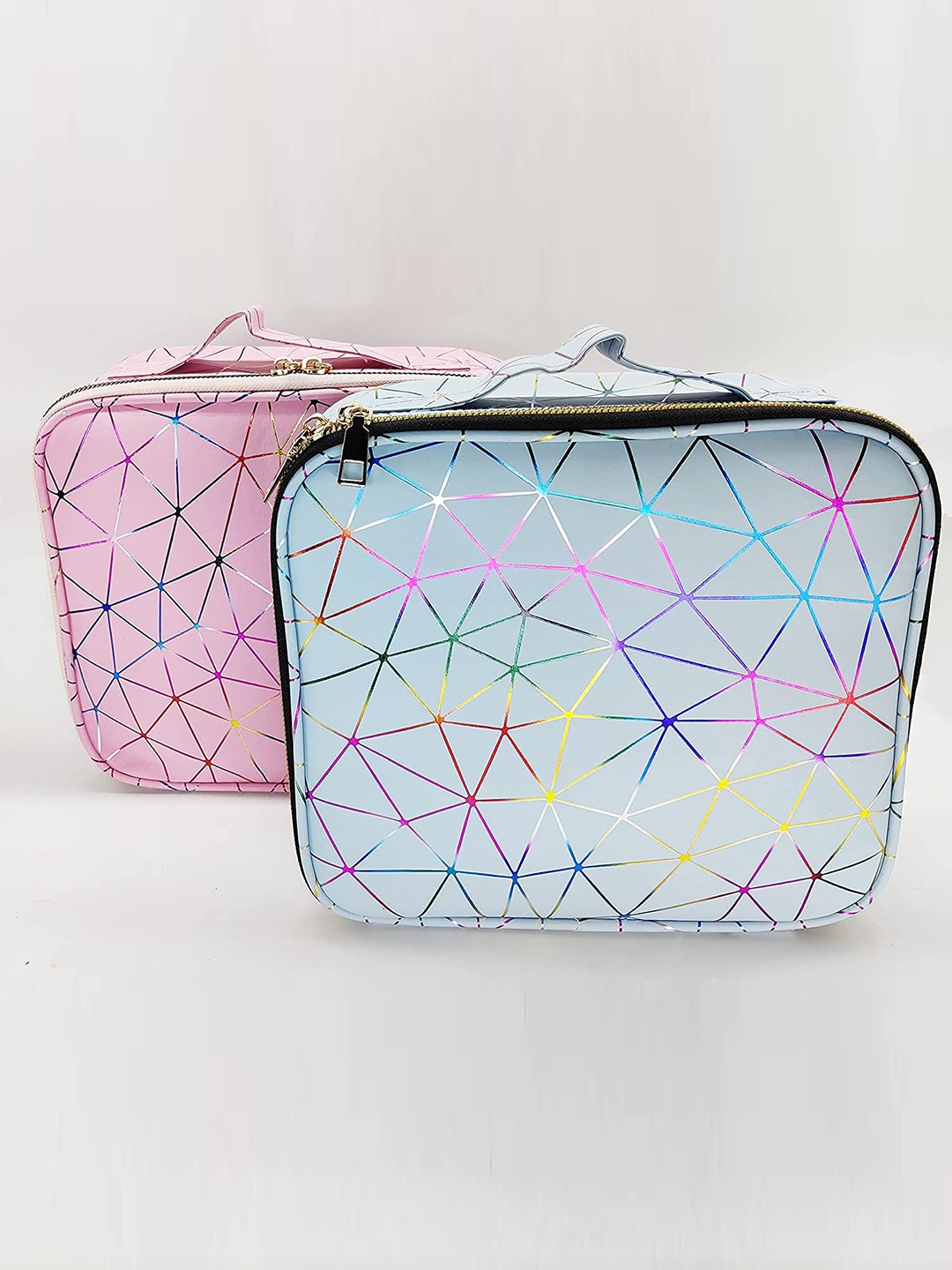 

HOUSE OF QUIRK Women Makeup Cosmetic Storage Case with Adjustable Compartment, Blue