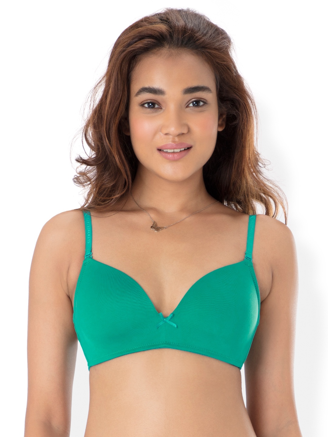 

PrettySecrets Green Solid Non-Wired Lightly Padded T-shirt Bra B0017