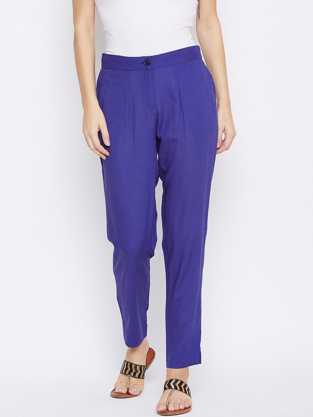 

fabGLOBAL Women Blue Slim Fit Trousers