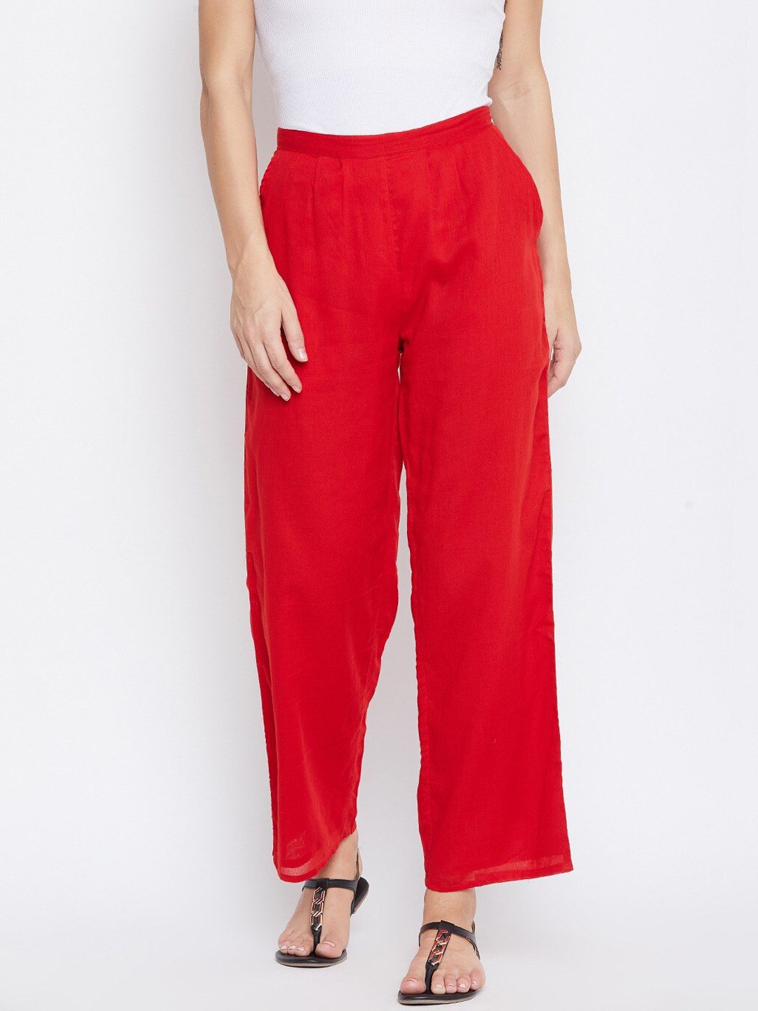 

fabGLOBAL Women Red Pleated Trousers