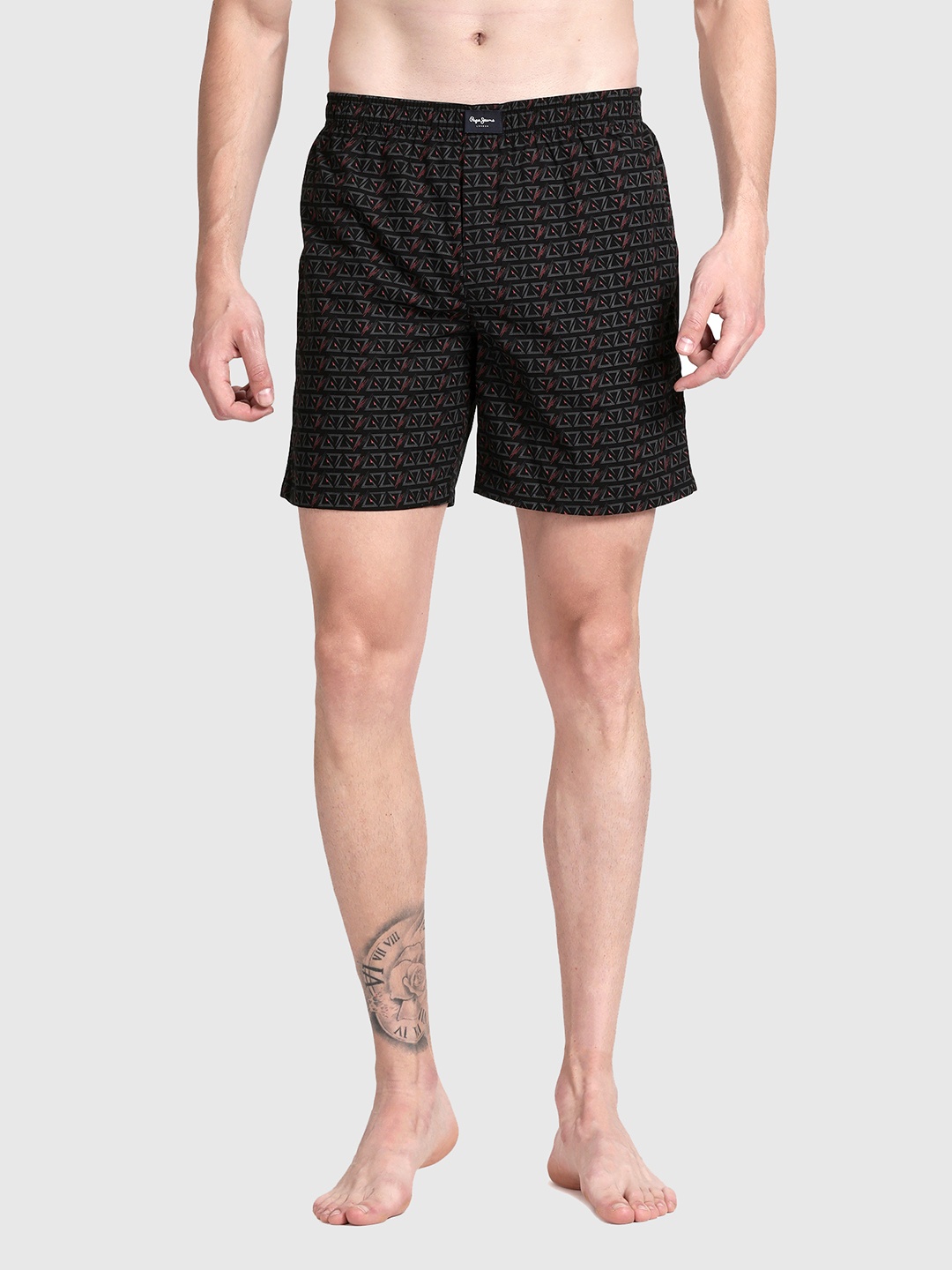

Pepe Jeans Men Black Printed Pure Cotton Boxer