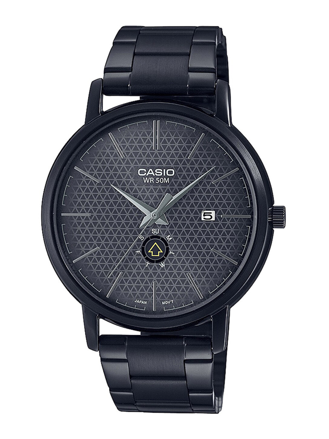 

CASIO Men Black Dial & Black Stainless Steel Bracelet Style Straps Analogue Watch A2052