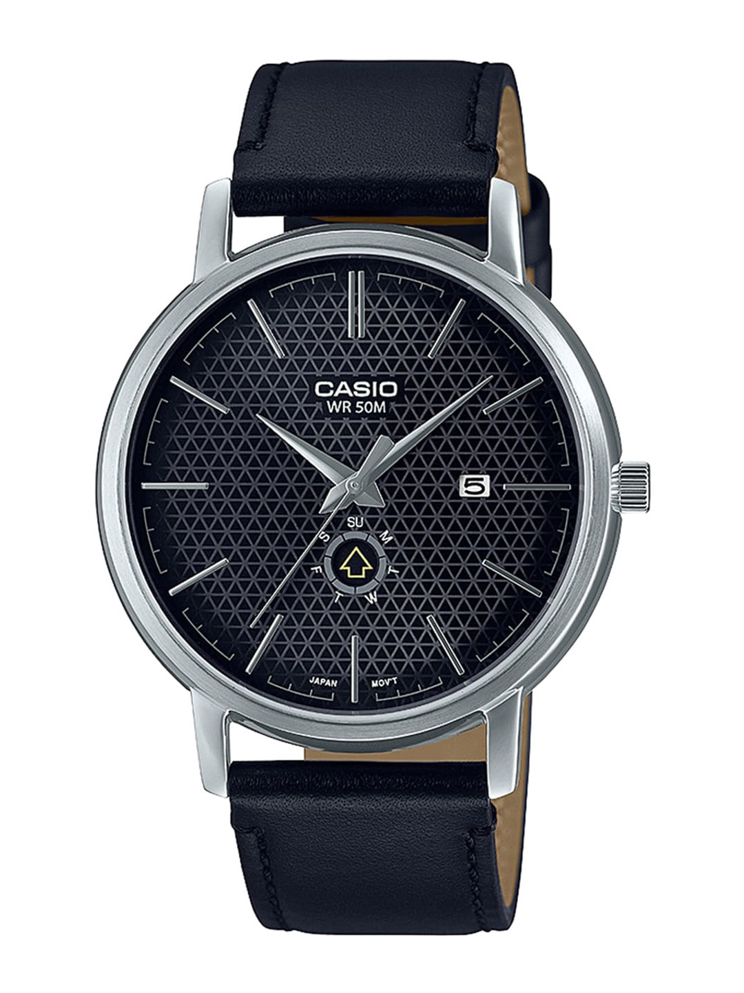

CASIO Men Black Dial & Black Leather Straps Analogue Watch
