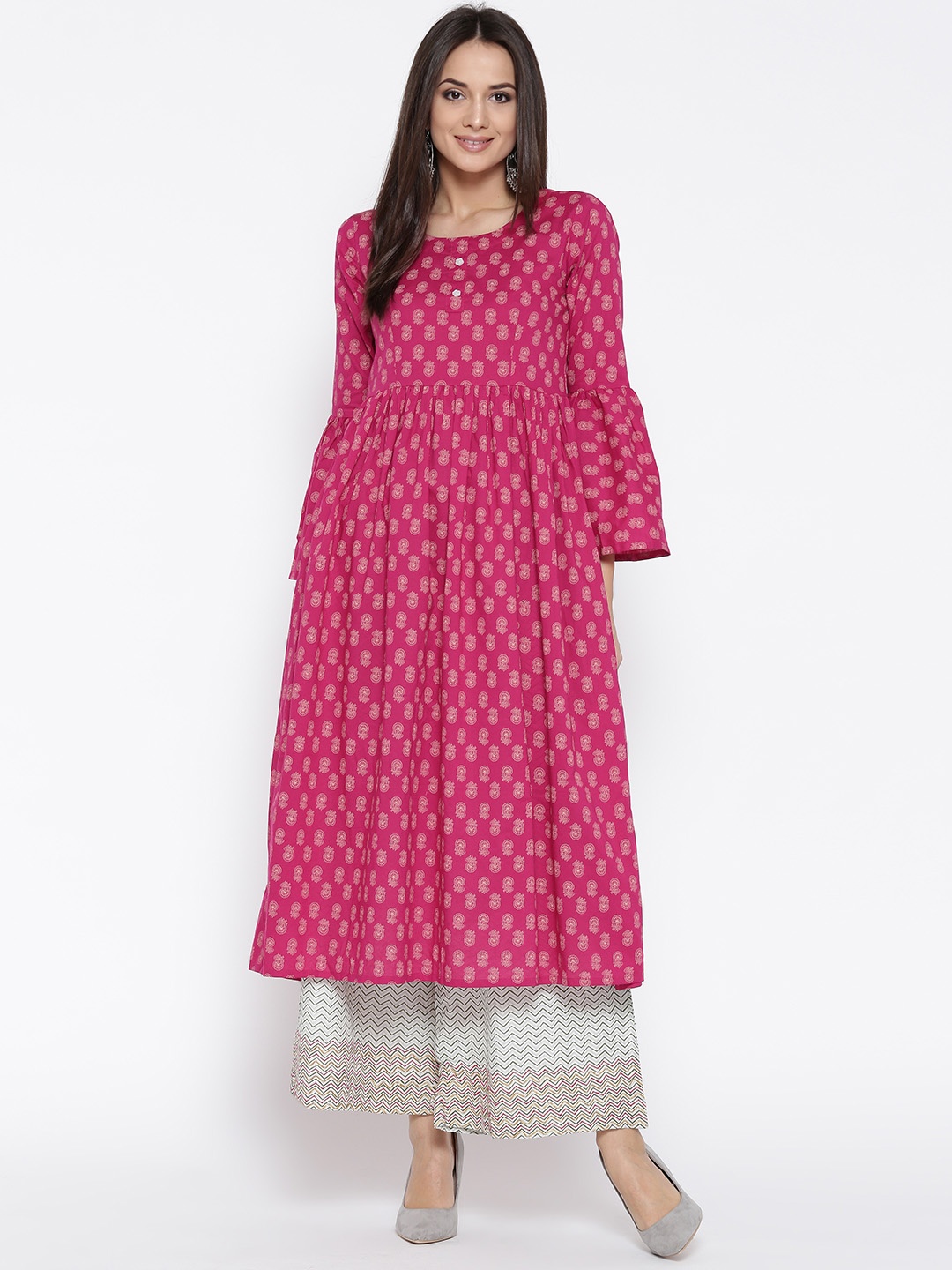 

Sera Women Pink Printed A-Line Kurta