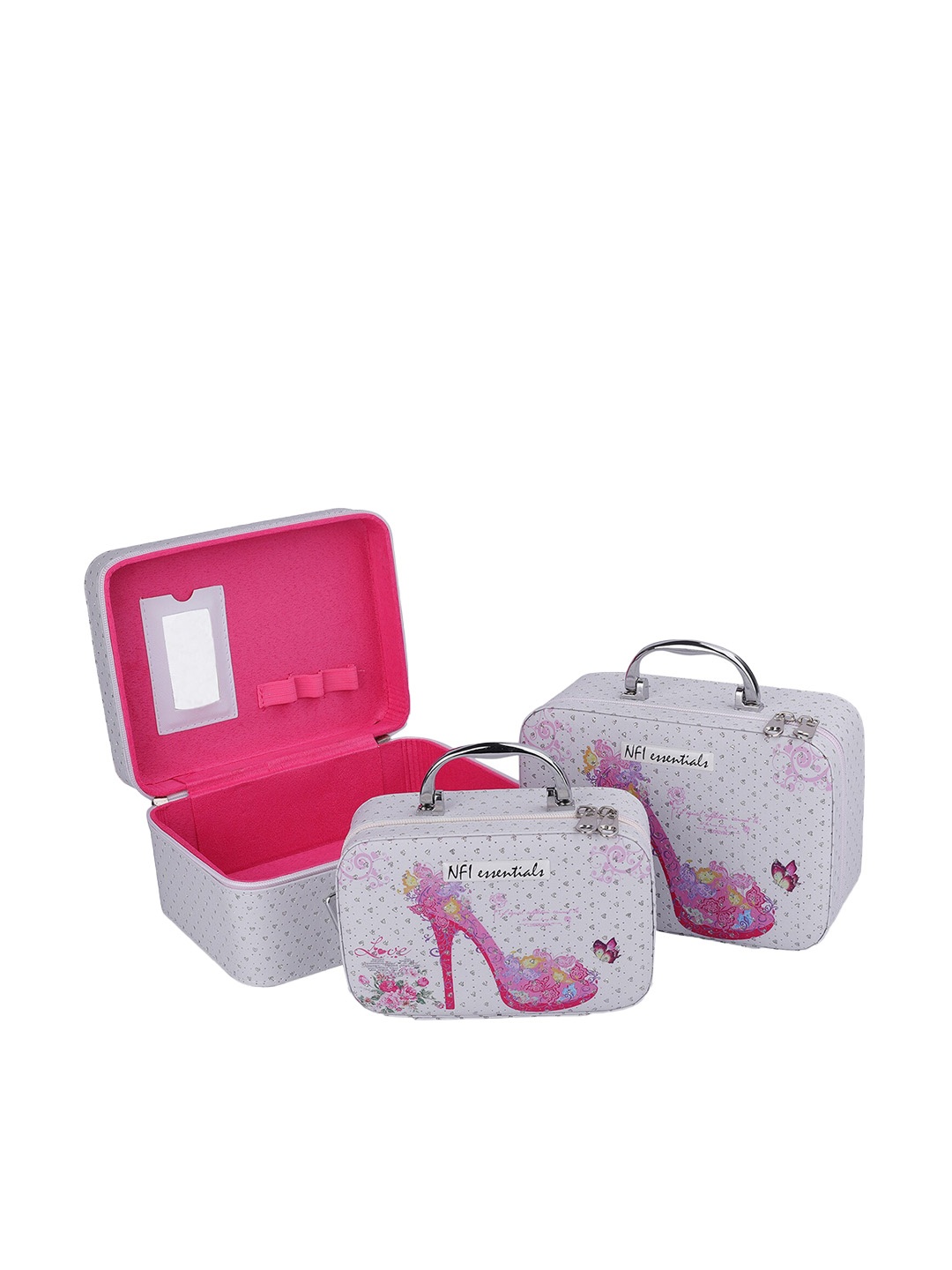 

NFI essentials Women Set Of 3 White Printed Makeup Box