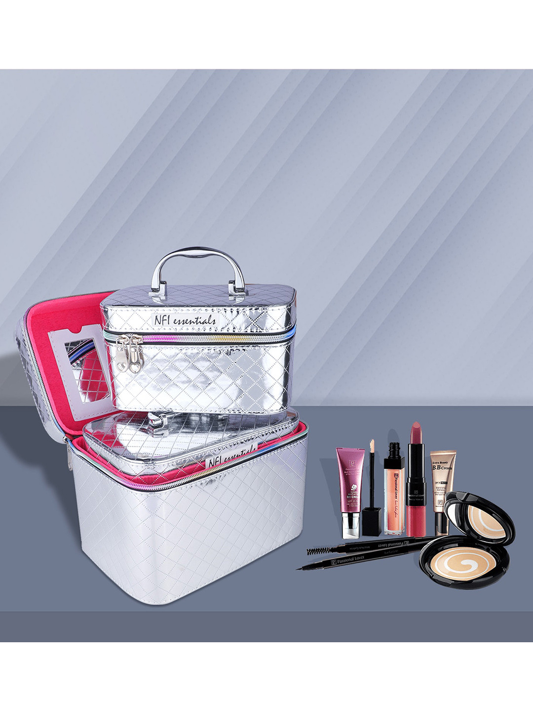 

NFI essentials Set Of 3 Silver-Colored Solid Vanity Organizer