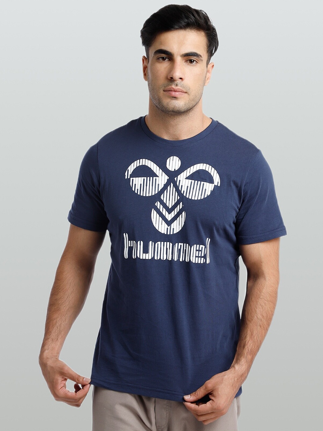 

hummel Men Blue Typography Printed T-shirt