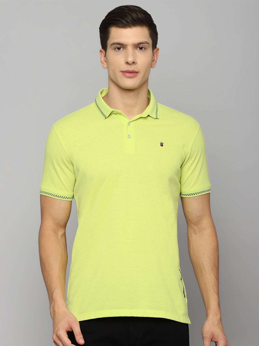 

Louis Philippe Jeans Men Green Pure Cotton Polo Collar Slim Fit T-shirt