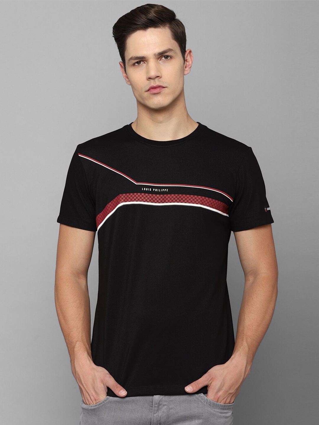 

Louis Philippe Sport Men Black Printed Slim Fit Cotton T-shirt