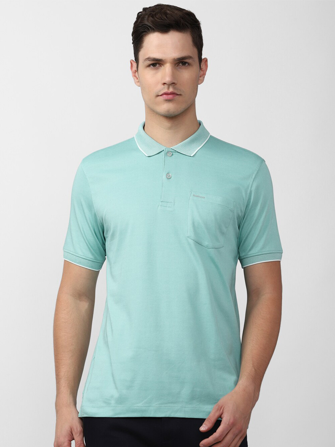 

Van Heusen Men Sea Green Polo Collar T-shirt