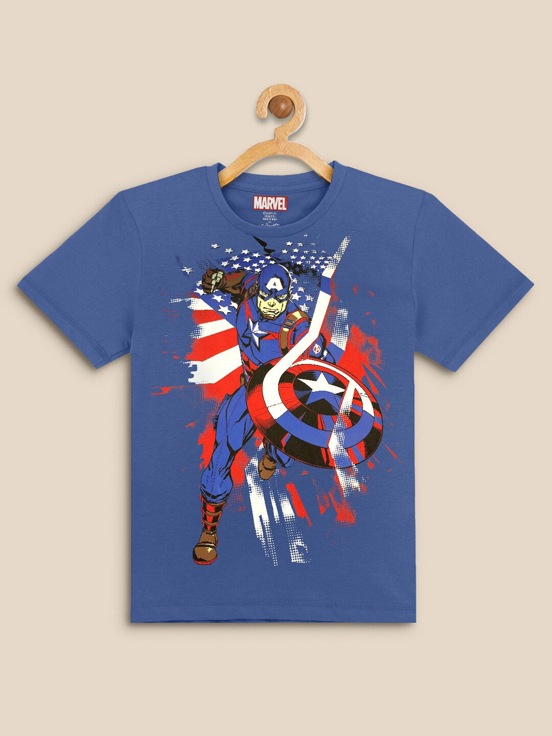 

Kids Ville Boys Blue Captain America Printed T-shirt