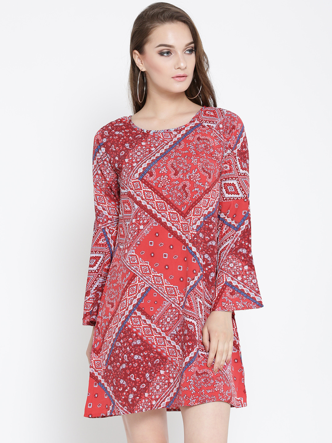 

Sera Women Red Printed A-Line Dress