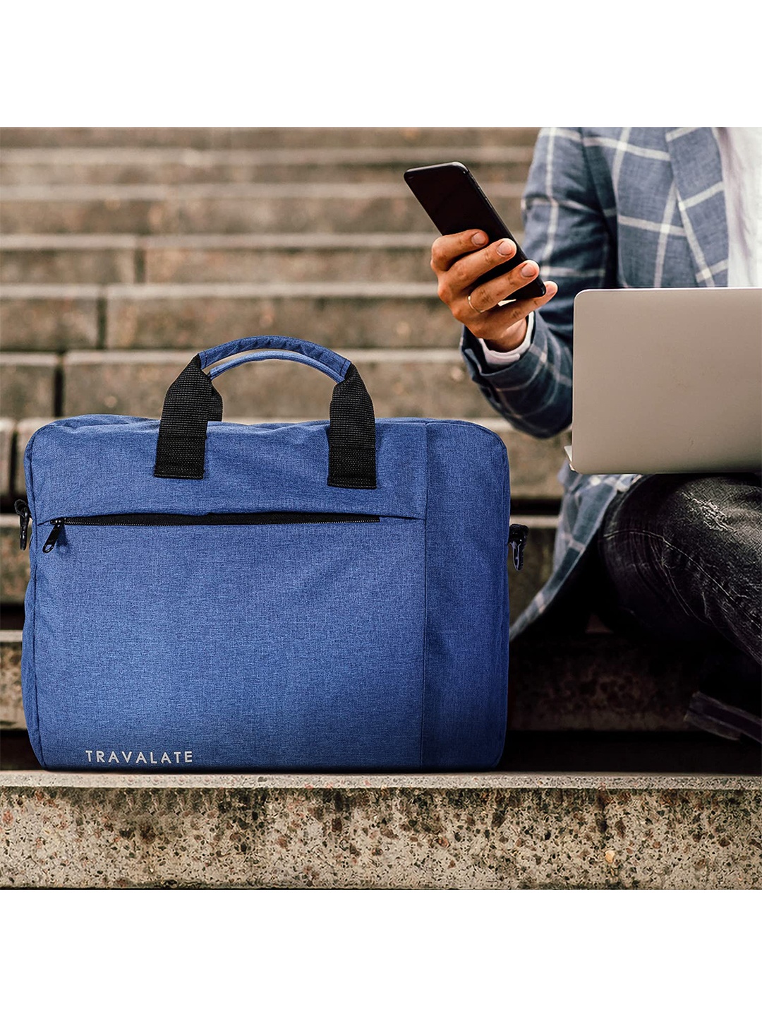 

TRAVALATE Unisex Navy Blue Office Laptop Bags Briefcase
