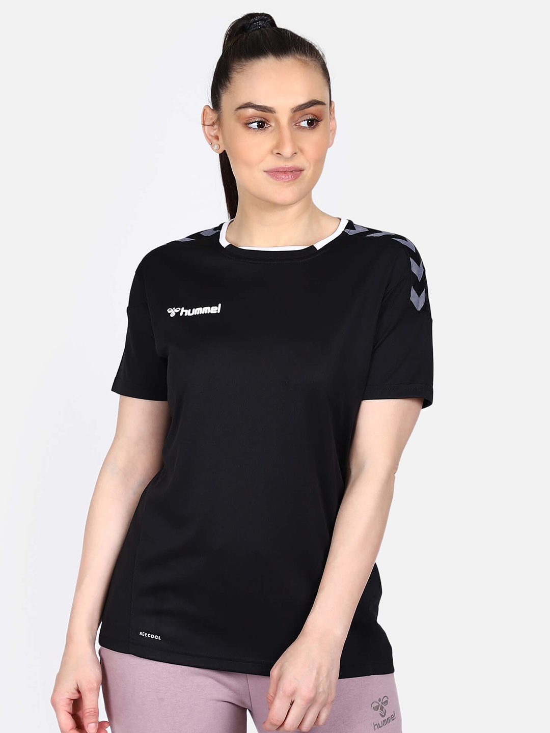 

hummel Women Black Solid T-shirt