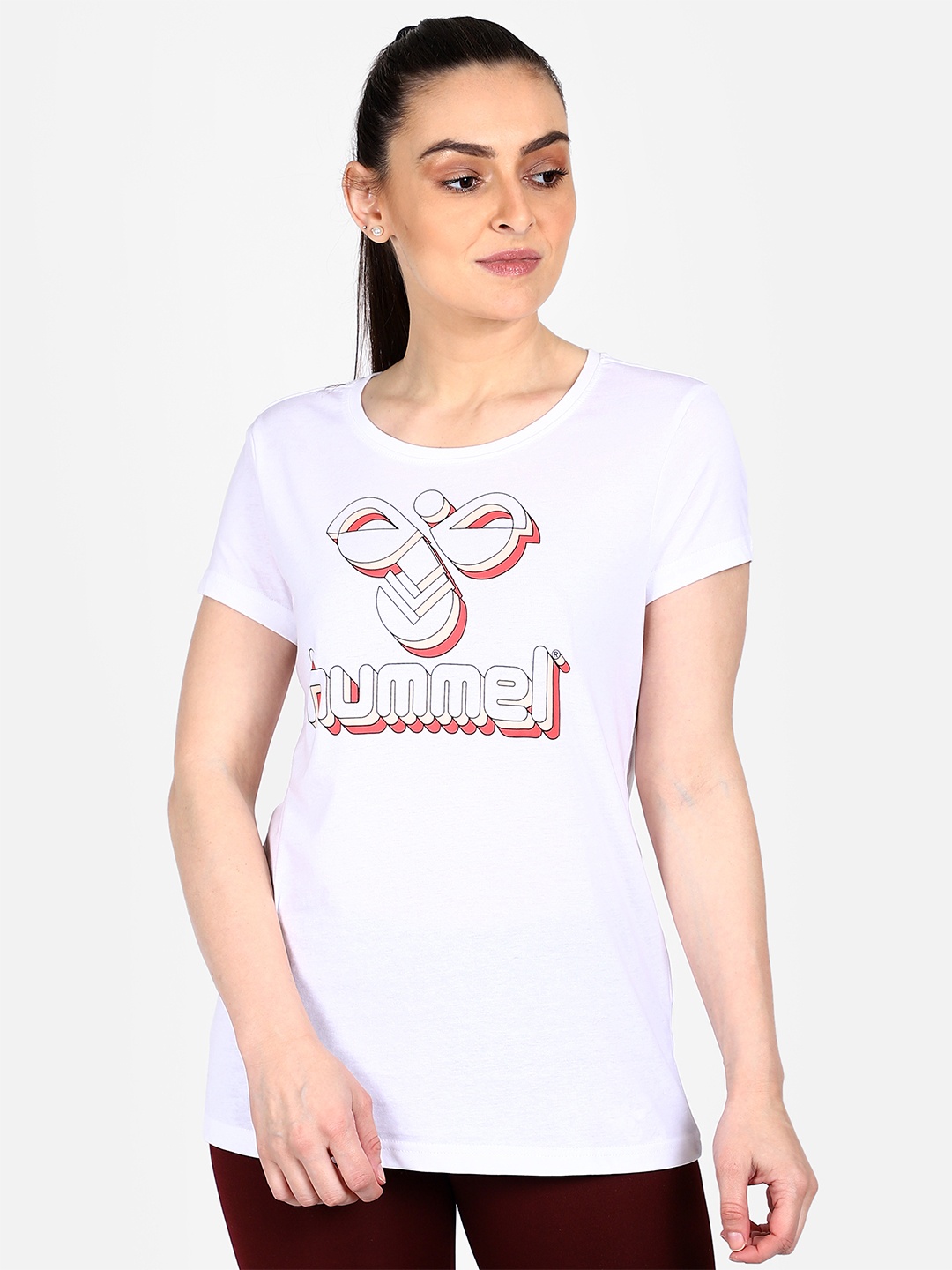 

hummel Women White Printed T-shirt