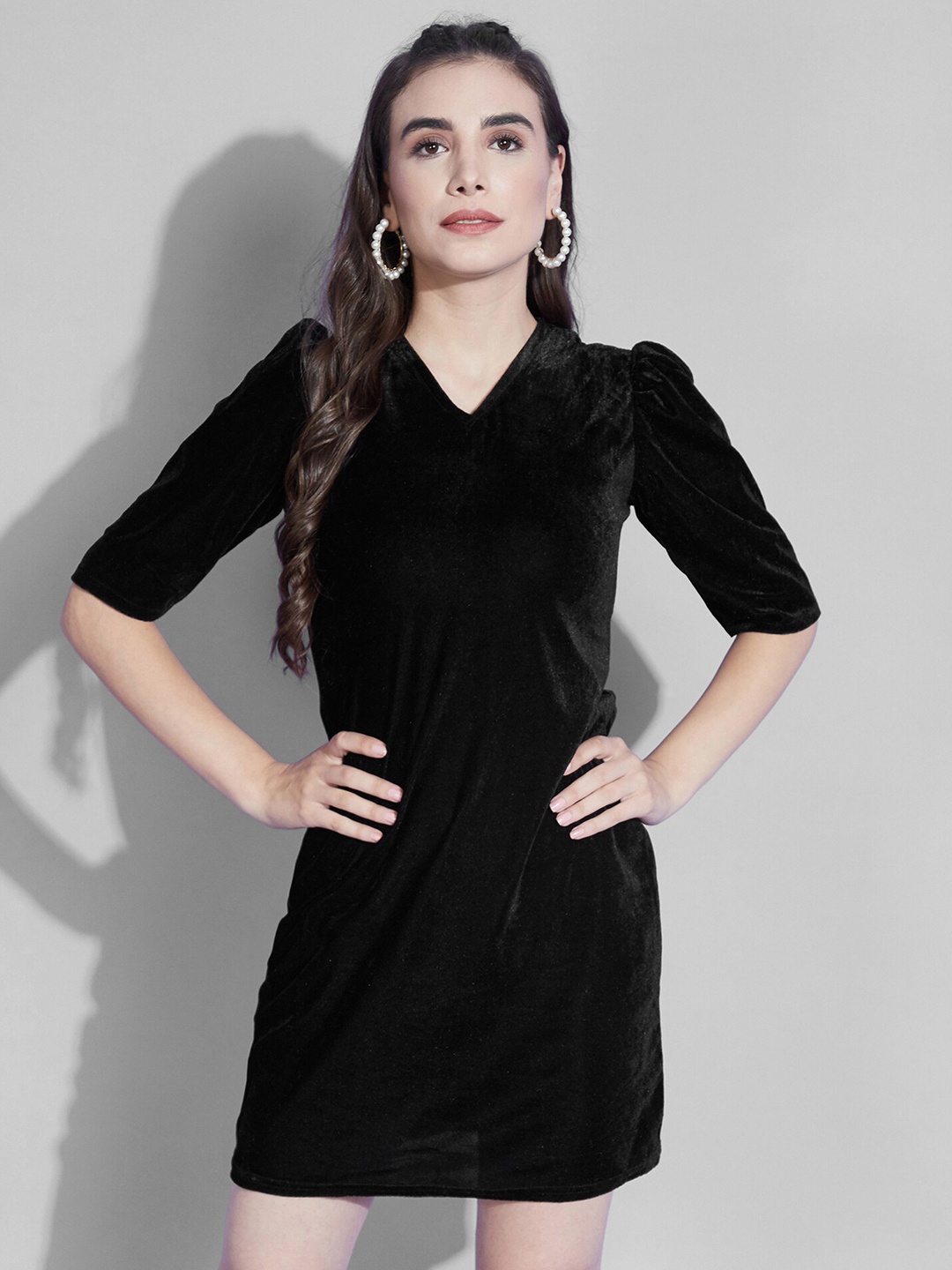 

Selvia Women Black Solid Sheath Mini Dress