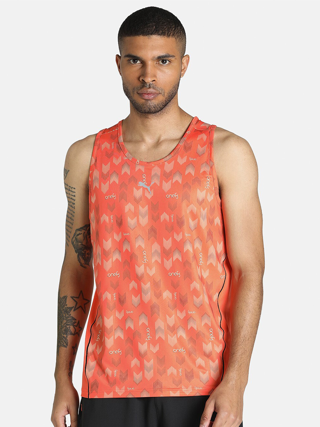 

one8 x PUMA Men Orange Printed Slim Fit T-shirt