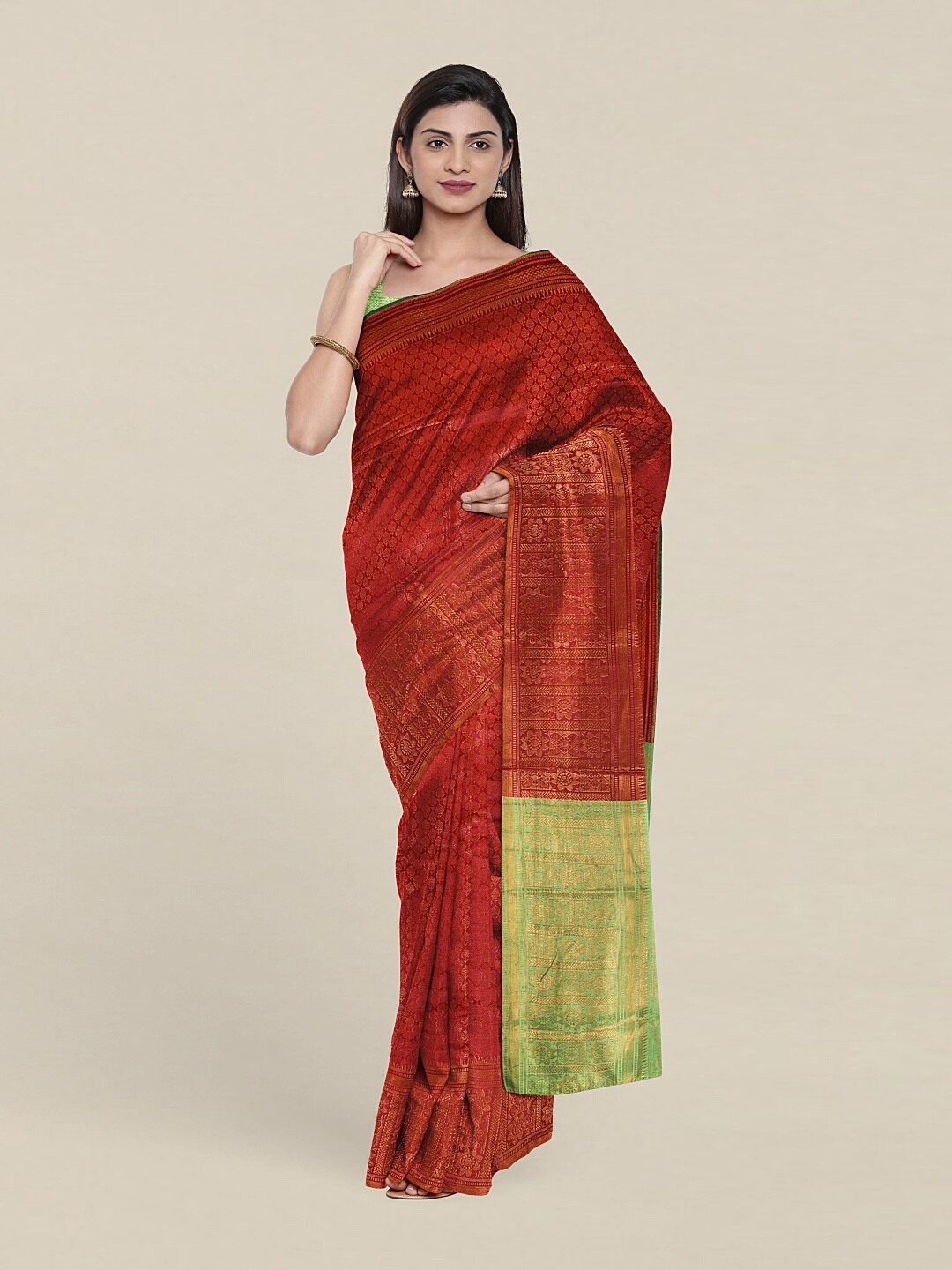 

Pothys Maroon & Green Woven Design Saree