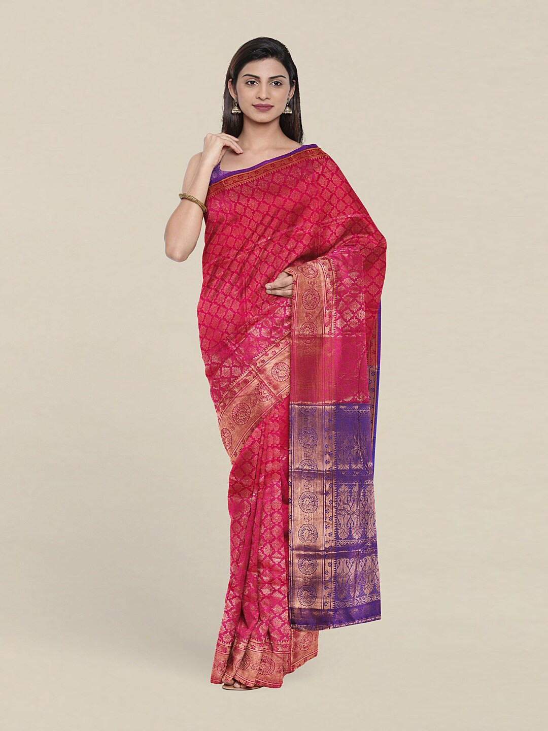 

Pothys Pink & Purple Woven Design Zari Saree